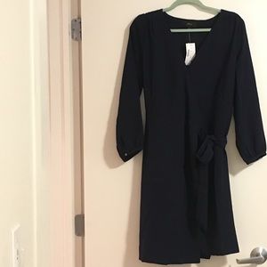 J. Crew Navy Blue Crepe Wrap Dress